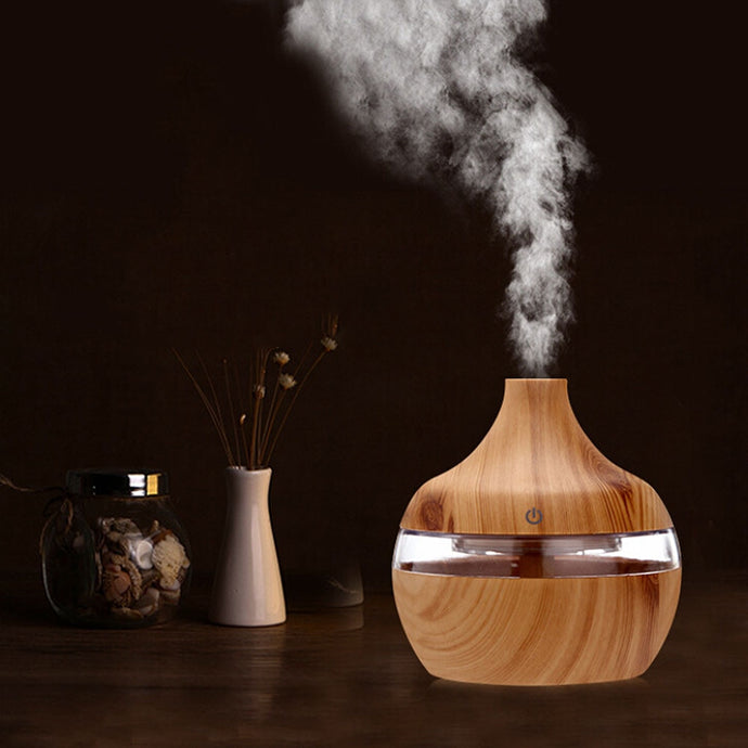 Wood Grain USB Air Freshener 300ml Aroma Humidifier Aromatherapy 7 Color LED Lights Electric Essential Oil Aroma Diffuser