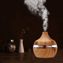 Charger l&#39;image dans la galerie, Wood Grain USB Air Freshener 300ml Aroma Humidifier Aromatherapy 7 Color LED Lights Electric Essential Oil Aroma Diffuser